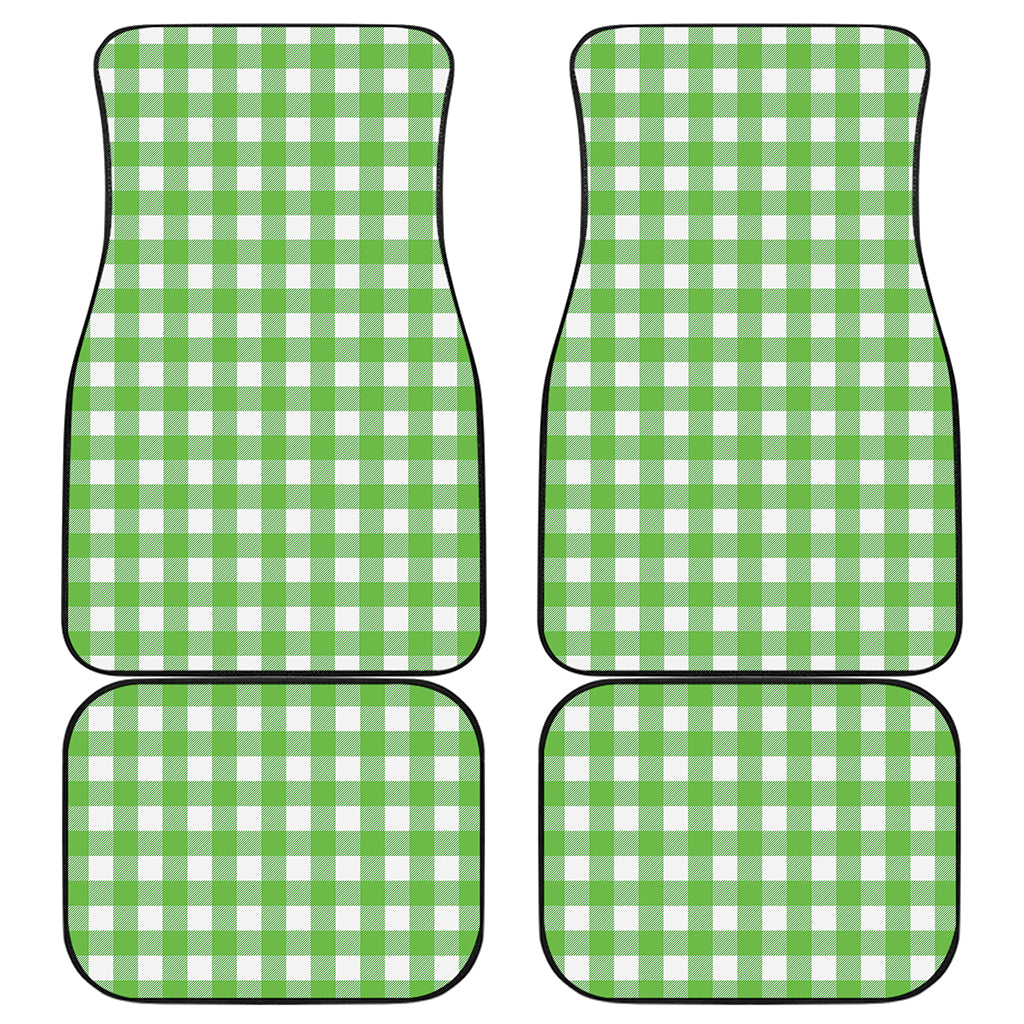 UFO Green And White Buffalo Check Print Front and Back Car Floor Mats