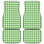UFO Green And White Buffalo Check Print Front and Back Car Floor Mats