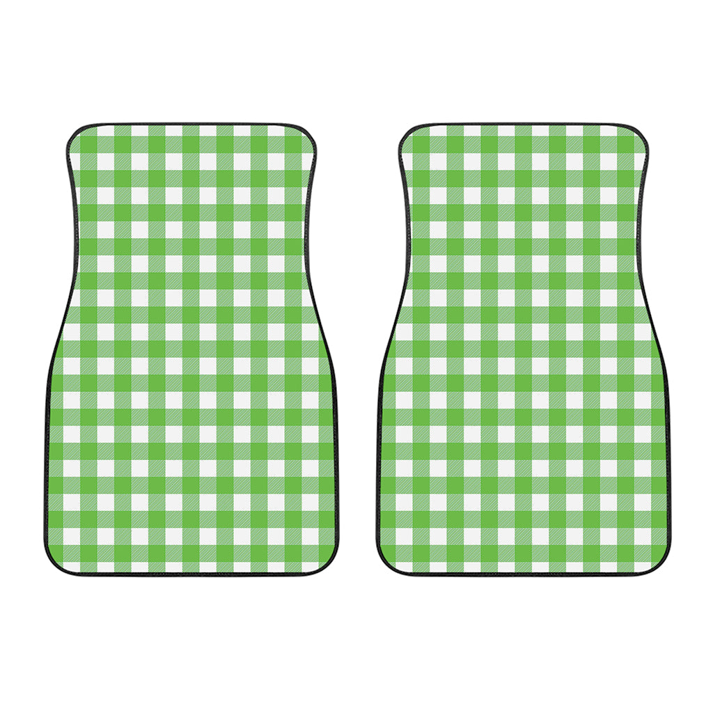 UFO Green And White Buffalo Check Print Front Car Floor Mats