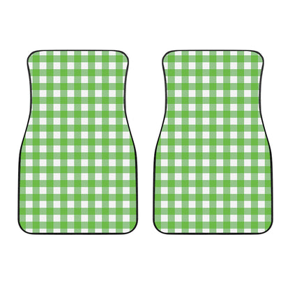 UFO Green And White Buffalo Check Print Front Car Floor Mats