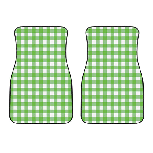 UFO Green And White Buffalo Check Print Front Car Floor Mats