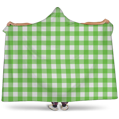 UFO Green And White Buffalo Check Print Hooded Blanket