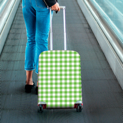 UFO Green And White Buffalo Check Print Luggage Cover