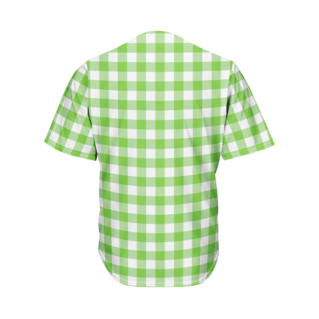 UFO Green And White Buffalo Check Print Men's Baseball Jersey