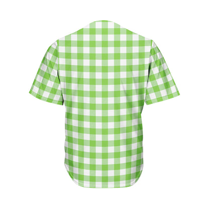 UFO Green And White Buffalo Check Print Men's Baseball Jersey