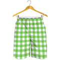 UFO Green And White Buffalo Check Print Men's Shorts