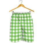 UFO Green And White Buffalo Check Print Men's Shorts
