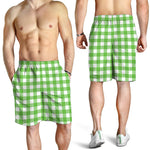 UFO Green And White Buffalo Check Print Men's Shorts