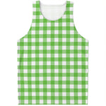 UFO Green And White Buffalo Check Print Men's Tank Top