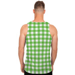 UFO Green And White Buffalo Check Print Men's Tank Top