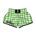 UFO Green And White Buffalo Check Print Muay Thai Boxing Shorts