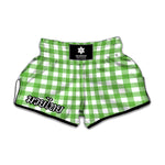 UFO Green And White Buffalo Check Print Muay Thai Boxing Shorts