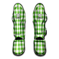 UFO Green And White Buffalo Check Print Muay Thai Shin Guards
