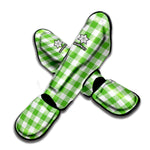 UFO Green And White Buffalo Check Print Muay Thai Shin Guard