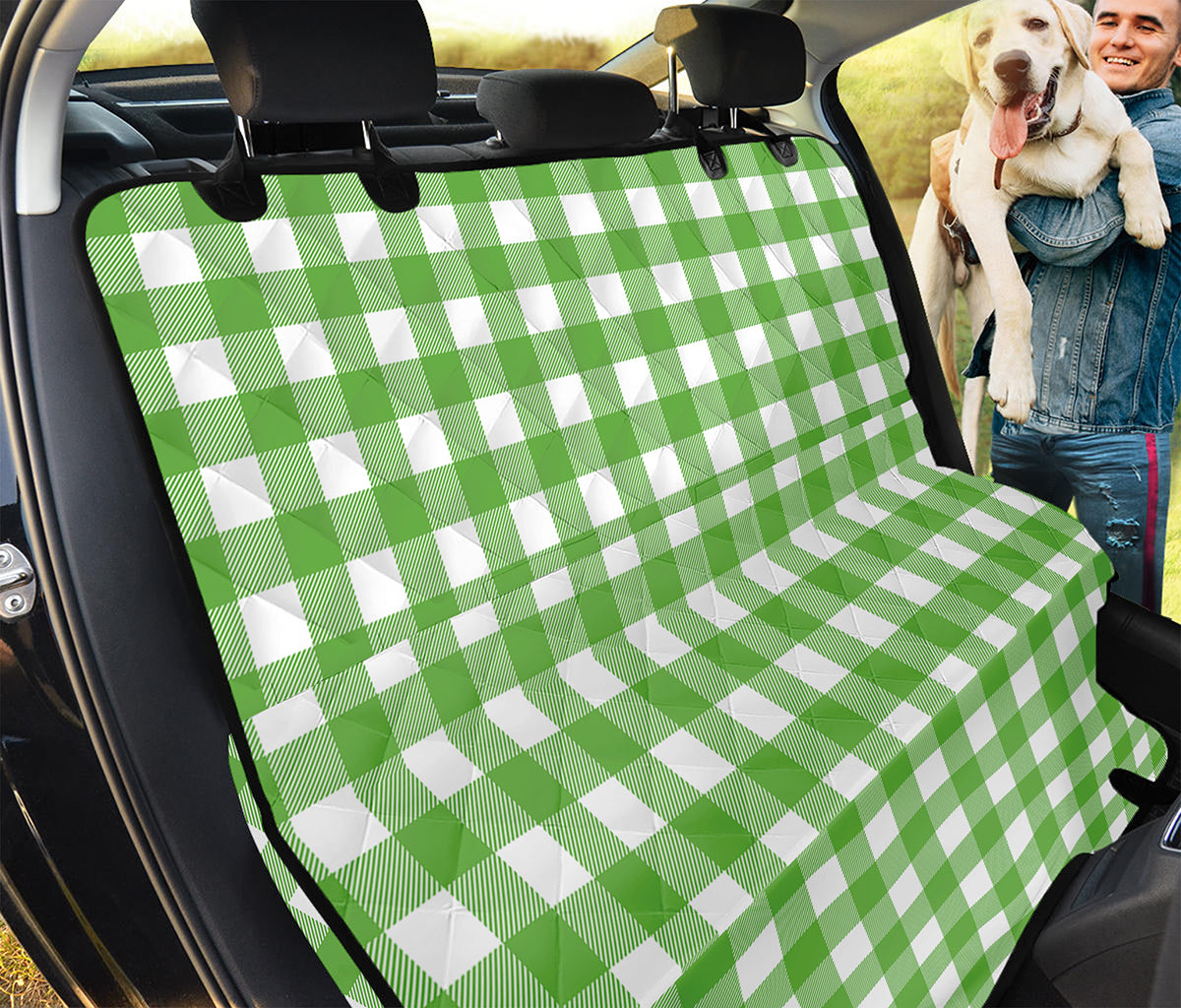 UFO Green And White Buffalo Check Print Pet Car Back Seat Cover