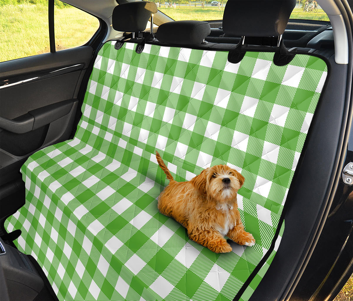 UFO Green And White Buffalo Check Print Pet Car Back Seat Cover