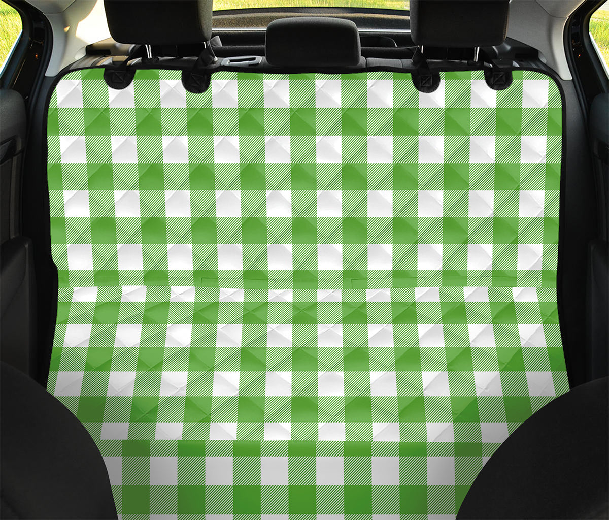 UFO Green And White Buffalo Check Print Pet Car Back Seat Cover