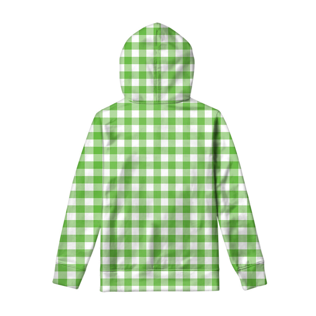 UFO Green And White Buffalo Check Print Pullover Hoodie