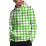 UFO Green And White Buffalo Check Print Pullover Hoodie