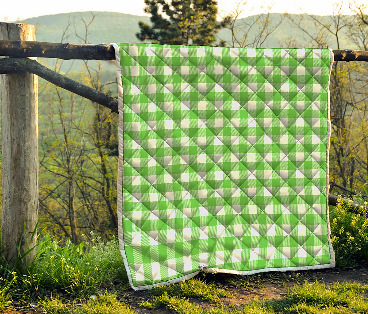 UFO Green And White Buffalo Check Print Quilt