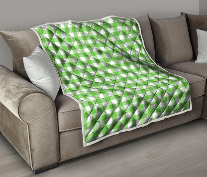 UFO Green And White Buffalo Check Print Quilt