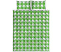 UFO Green And White Buffalo Check Print Quilt Bed Set