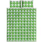 UFO Green And White Buffalo Check Print Quilt Bed Set