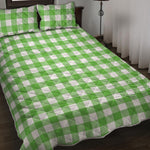 UFO Green And White Buffalo Check Print Quilt Bed Set
