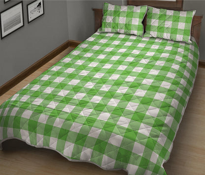 UFO Green And White Buffalo Check Print Quilt Bed Set