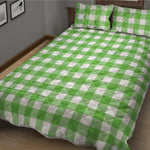 UFO Green And White Buffalo Check Print Quilt Bed Set