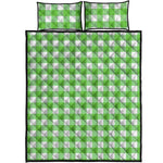 UFO Green And White Buffalo Check Print Quilt Bed Set