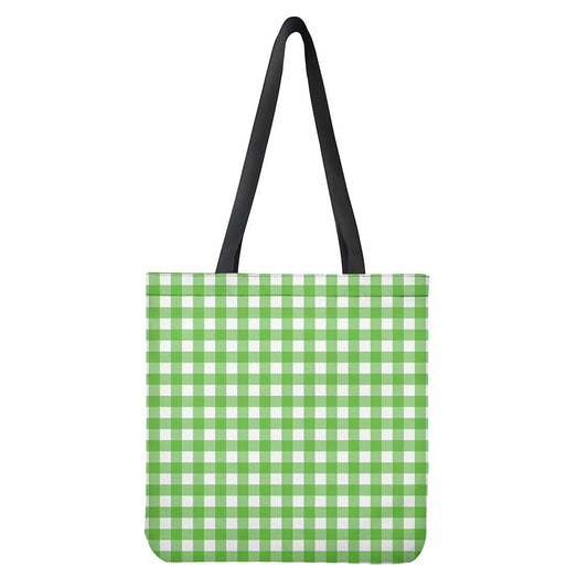 UFO Green And White Buffalo Check Print Tote Bag