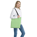 UFO Green And White Buffalo Check Print Tote Bag