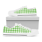 UFO Green And White Buffalo Check Print White Low Top Shoes