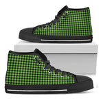 UFO Green Buffalo Plaid Print Black High Top Shoes