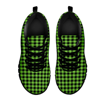 UFO Green Buffalo Plaid Print Black Sneakers