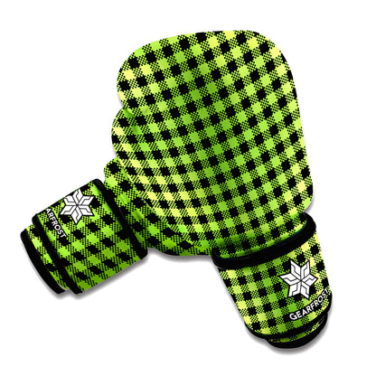 UFO Green Buffalo Plaid Print Boxing Gloves