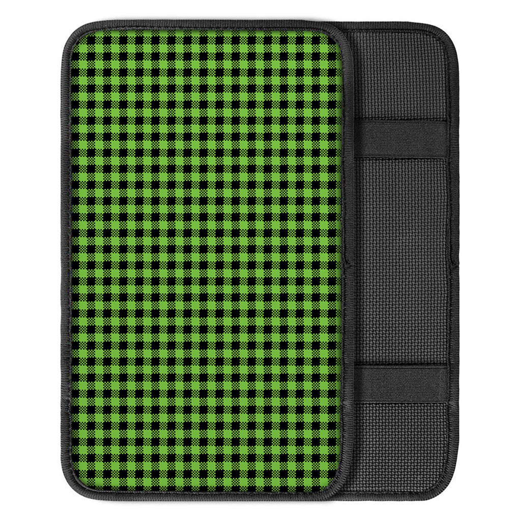 UFO Green Buffalo Plaid Print Car Center Console Cover