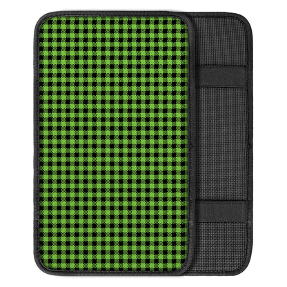 UFO Green Buffalo Plaid Print Car Center Console Cover