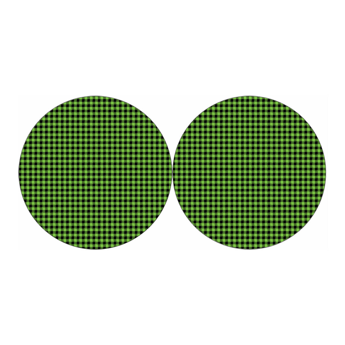 UFO Green Buffalo Plaid Print Car Coasters