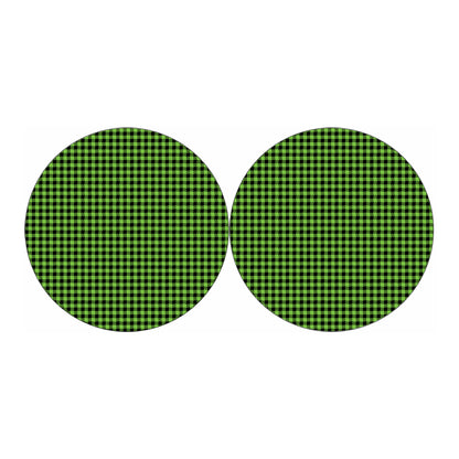 UFO Green Buffalo Plaid Print Car Coasters