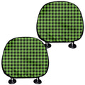 UFO Green Buffalo Plaid Print Car Headrest Covers