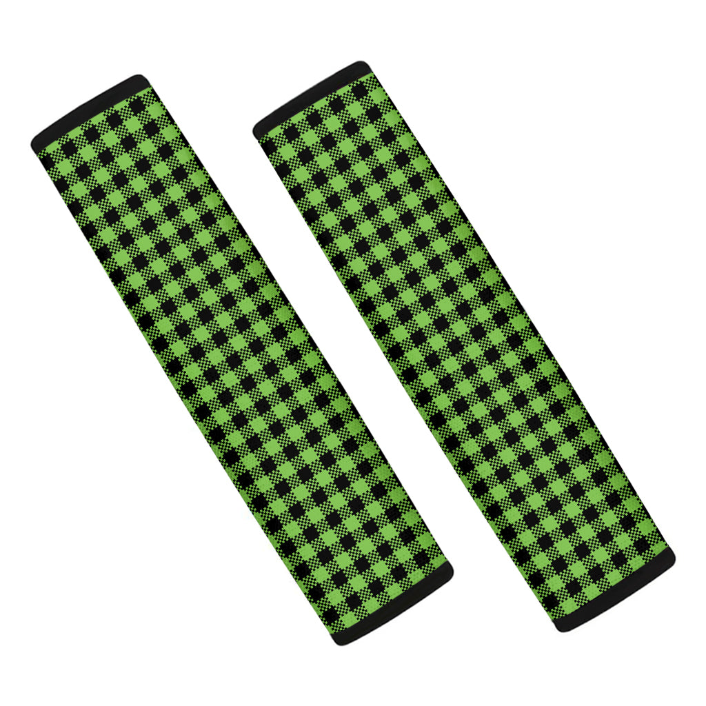 UFO Green Buffalo Plaid Print Car Seat Belt Covers
