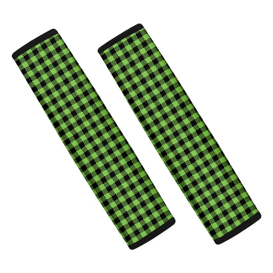 UFO Green Buffalo Plaid Print Car Seat Belt Covers