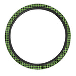 UFO Green Buffalo Plaid Print Car Steering Wheel Cover