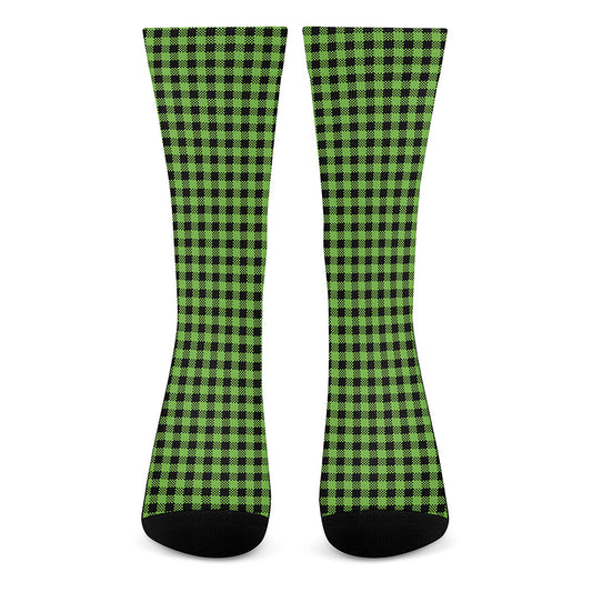 UFO Green Buffalo Plaid Print Crew Socks