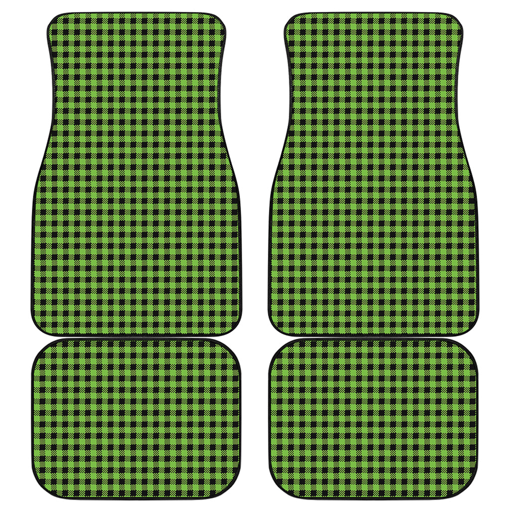 UFO Green Buffalo Plaid Print Front and Back Car Floor Mats