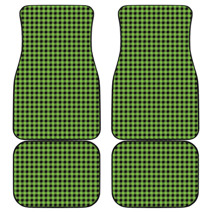 UFO Green Buffalo Plaid Print Front and Back Car Floor Mats