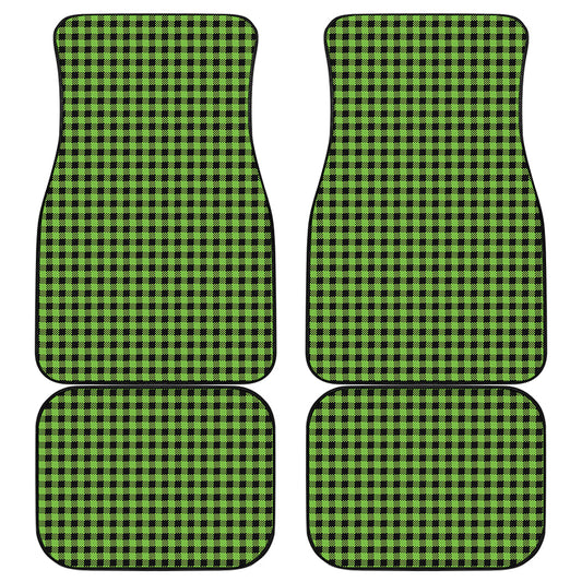 UFO Green Buffalo Plaid Print Front and Back Car Floor Mats