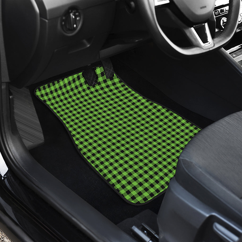 UFO Green Buffalo Plaid Print Front and Back Car Floor Mats